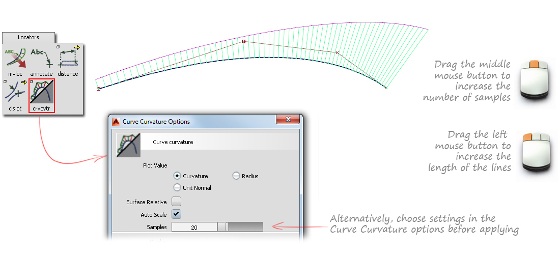 Using the Curve Curvature locator